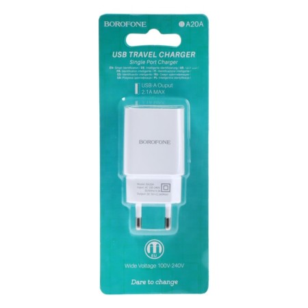 Network charger Borofone BA20A, 1 USB, 2.1 a, white-5