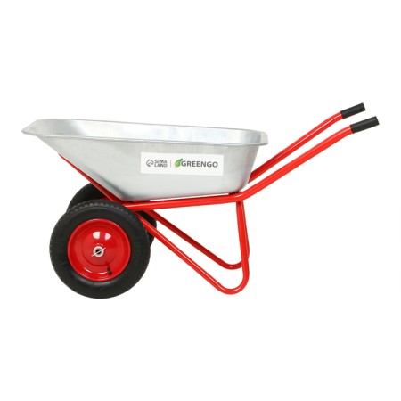 Construction wheelbarrow, 2 pneumatic fires, cargo/n 320 kg, volume of 110 liters, galvanized body 0.8 mm, Greengo-9