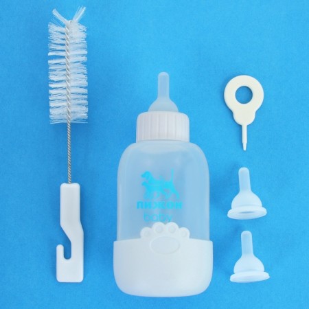 Set for feeding is soft, with a silicone base, 100 ml, white-1