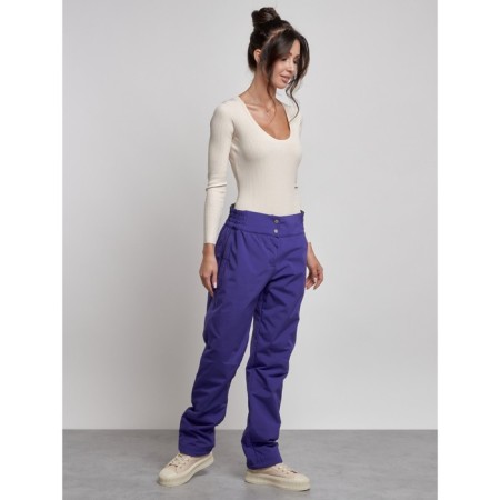 Warmed female trousers, size 50, purple color-15