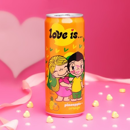 The water is gas love IS, with pineapple and orange, 330 ml