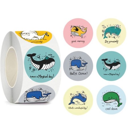 Stick Paper "Whales" d = 2.5 cm 500 pcs in a roll 3x6.5x6.5 cm