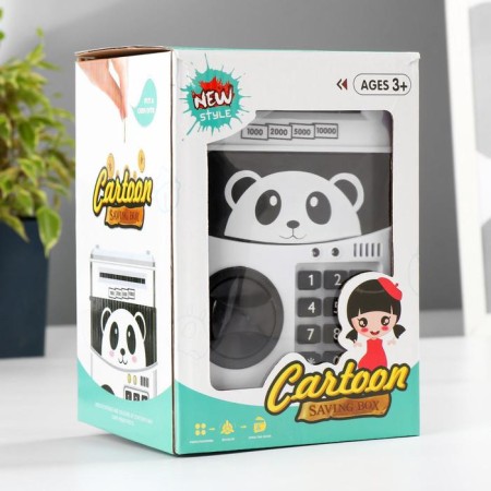 Piggy bank Plastic for coins and bills "Safe - Panda" Code lock, sound 3aa 19x13x12 cm-5