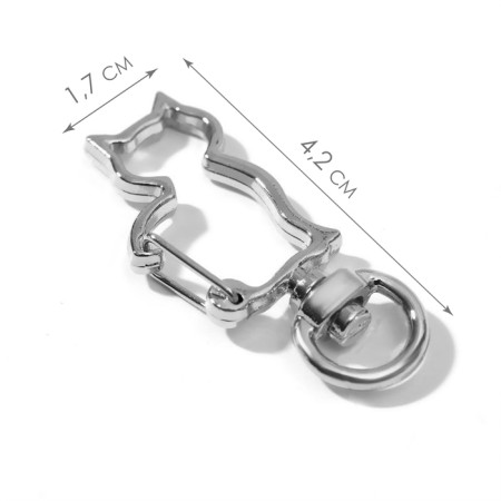 Metal carbine "cat", 42 × 17 mm / 8 × 2.2 mm, 5 pcs, silver color-1