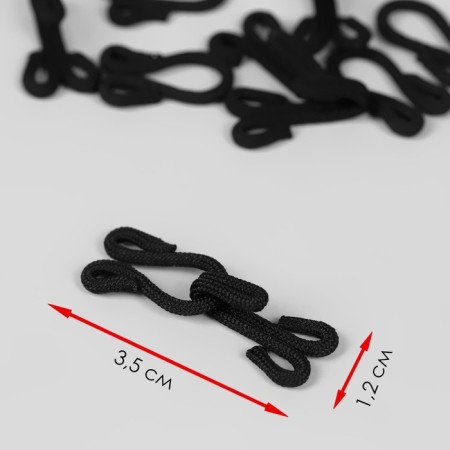 The hook is sewn in a braid, for outerwear, 35 × 12 mm, 5 pcs, black color