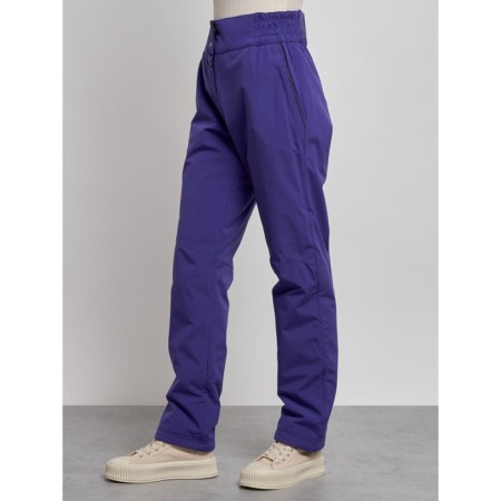 Warmed female trousers, size 50, purple color-1