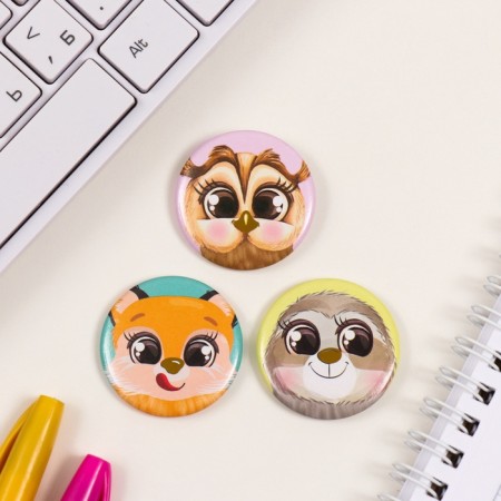 Icons sunset set 3 pcs d = 35 mm "Cute animals" with embossing 9x9 cm-2