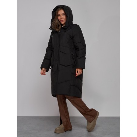 Coat insulated winter female, size 50, black color-2
