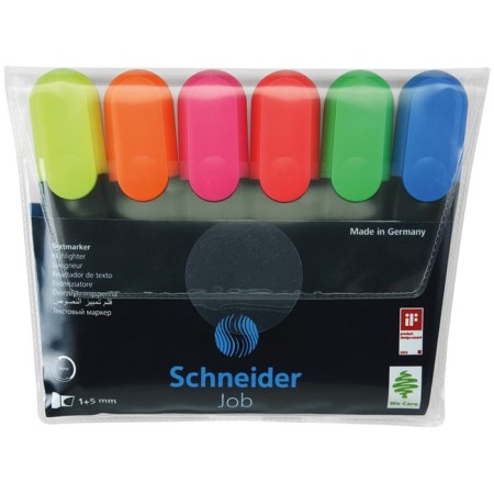 Набор маркеров текстовыделителей 6 цветов, 1-5.0 мм, Schneider Job, микс-5