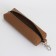 Key of zipper, length 16 cm, ring, carbine, brown color