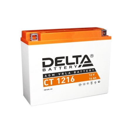 The battery Delta CT 1216, 16 Ah, 12 volts, o/p, starter current 200 A-1
