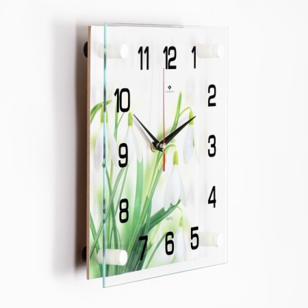 Wall watches: flowers, "snowdrops", silent, 25 x 25 cm-1