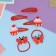 Shirley hair set (2 elastic bands 5 cm, 4 invisibility 5.5 cm) butterfly, red