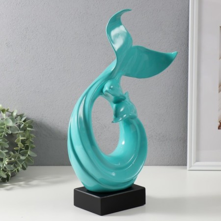 Souvenir Ceramics "Abstraction. Sea dolphins" turquoise 9x18x40 cm-1