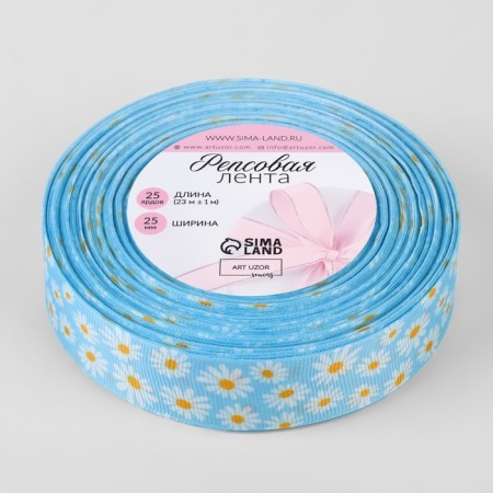 Republic tape "Funny daisies", 25 mm, 23 ± 1 m, blue color-1