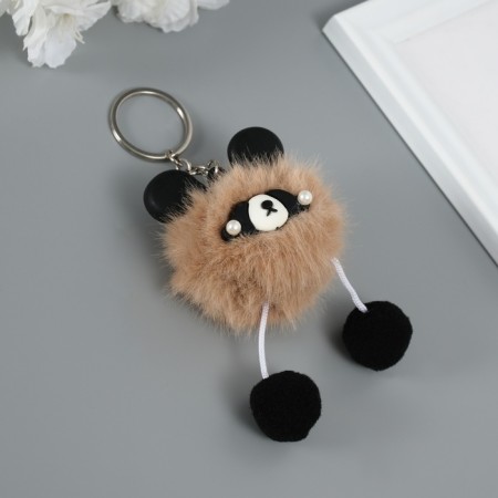 Fluffy on the ring "Panda Modnik" brown 9x6x6 cm-2