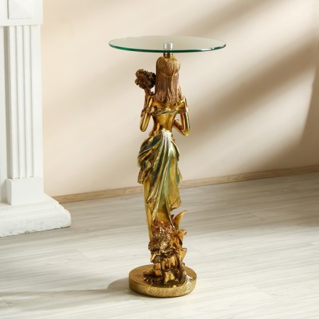 Decorative table "African beauty with a bouquet" gold 38x38x85 cm-3