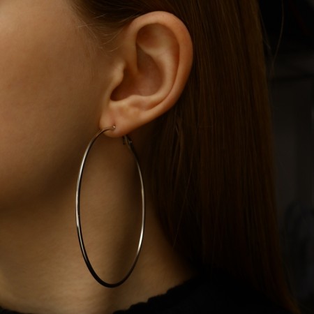Earrings of the Ring "Classic" d = 7 cm, color silver-3
