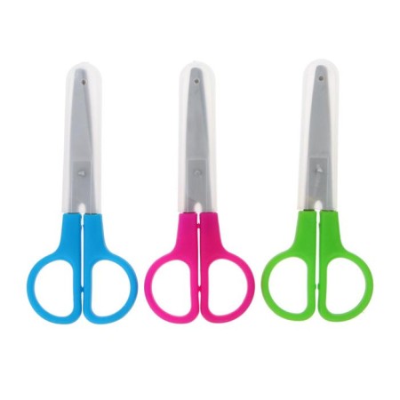 Scissors 13 cm, in a plastic case in a case, rounded ends, mix-3