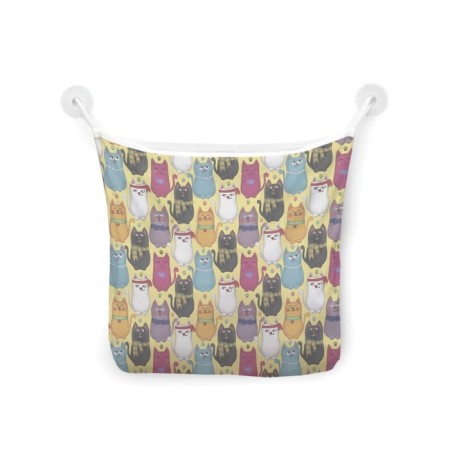 Organizer in a bath on suction cups “Stylish cats”, for storing toys and little things, size 33x39 cm-2