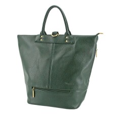 Women's backpack, artificial leather, green 28x17.5x35 cm