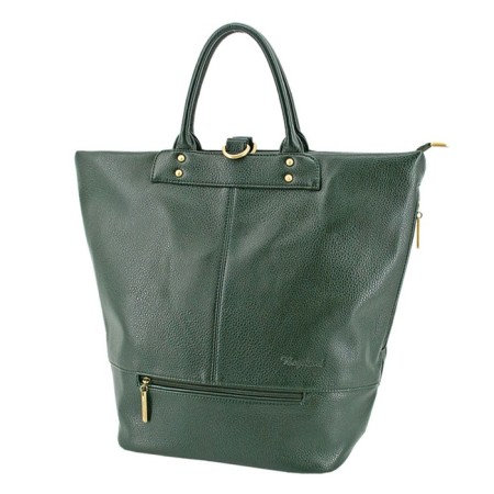 Women's backpack, artificial leather, green 28x17.5x35 cm
