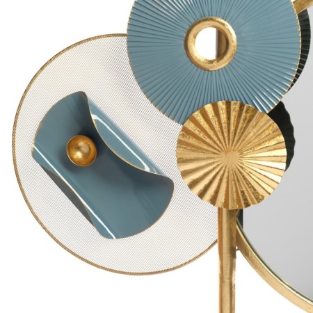Decor Wall metal with a mirror "Style. Circles" blue-gold 65.4x83.8x8.3 cm-2