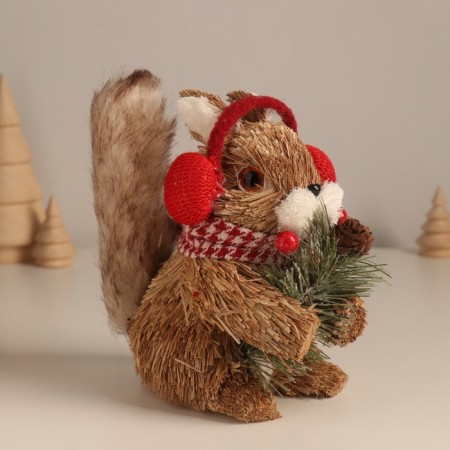 Decor "Squirrel in headphones with berries" 14x9x15 cm