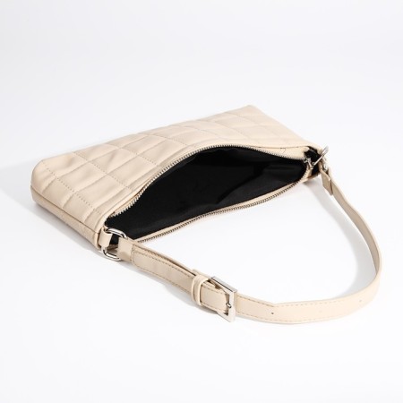 Baget bag with zipper, beige color-4