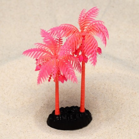 The artificial aquarium "palm tree", luminous, 18 cm, red-1