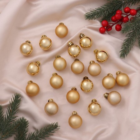 Christmas tree toys, New Year's balls, plastic, D-3 cm set, 20 pcs "Classic Assorted" Gold