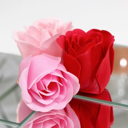 Soap roses of colored shades and a gold rose, set-9