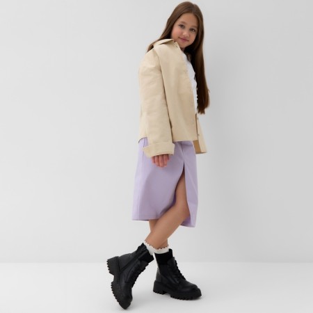 Children's shirt minku: jeans collection, beige color, height 146 cm-4