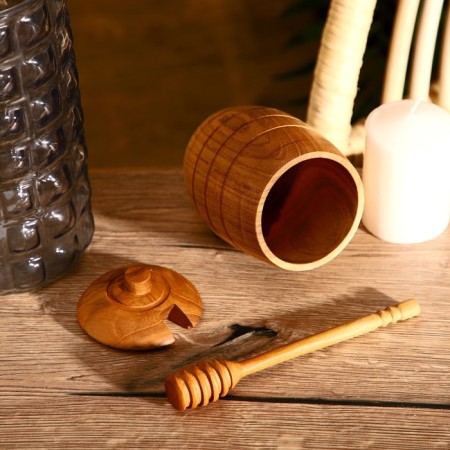 Jar and spoon for honey, tick tree-2