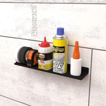 Metal shelf 290x70 mm for storage on a perforated panel, black