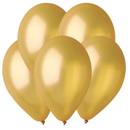 Latex ball 14 ", metal, set 50 pcs., Golden color
