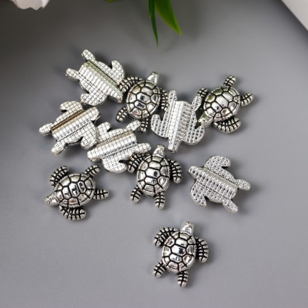 Decor for creativity Metal "Turtle" silver 1.3x1.2 cm-2