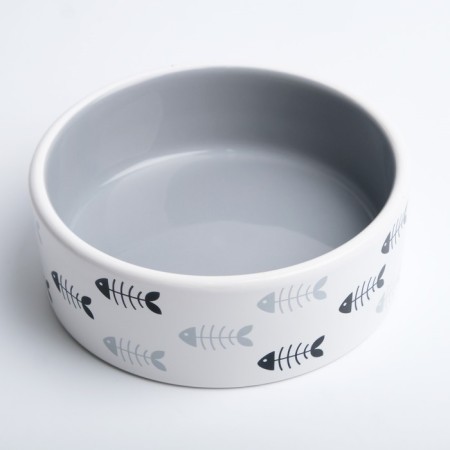 Ceramic "Fish Bones" 300 ml 12.5 x 4.5 cm, gray-white-2