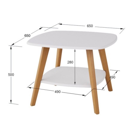 Gouring Hudson table, 650x650x500, white/light oak-1