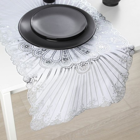 Openwork napkin for the table "Rays", 84 × 40 cm, PVC, silver color-1