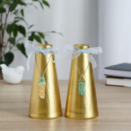 Vase "Magic Momns" Gold D-3.5cm 7.5 (bottom) x15cm-2