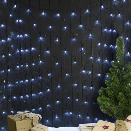 Garland "Network" 2 × 1.5 m, IP44, UMS, dark thread, 192 LED, white glow, 220 V