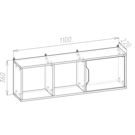 Shelf hinged Miko 1100x220x360 Diamond/Concrete-1