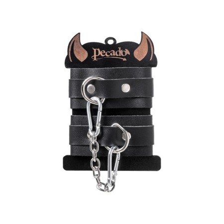 Pecado BDSM bracelets, mini with rounded corners, genuine leather, black-6