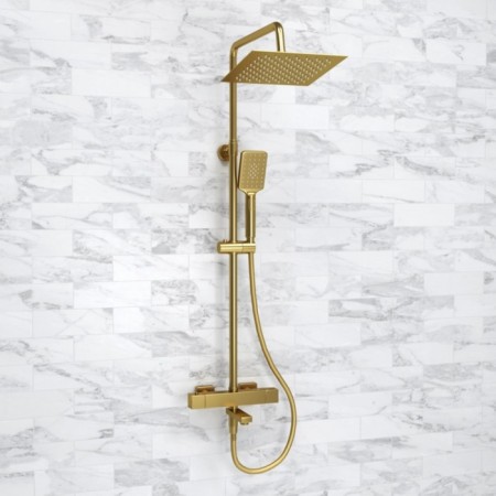 The shower system wasserkraft a199.198.201.bg Thermo, tropical shower, thermostat, gold-1
