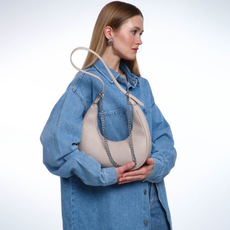 Bag Women's Sobo on the zipper Textura, average size, beige color-9