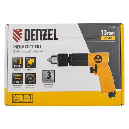 Pneumatic drill Denzel 57478, 13 mm aluminum corps, 500 rpm, 114 l/min-5