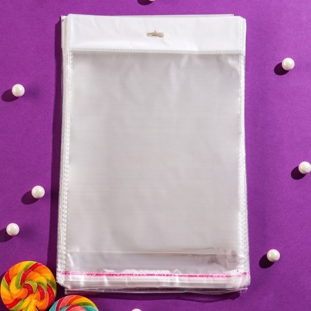 BOPP package with an adhesive valve, transparent 20 x 23/4 cm, euros, 30 μm-7
