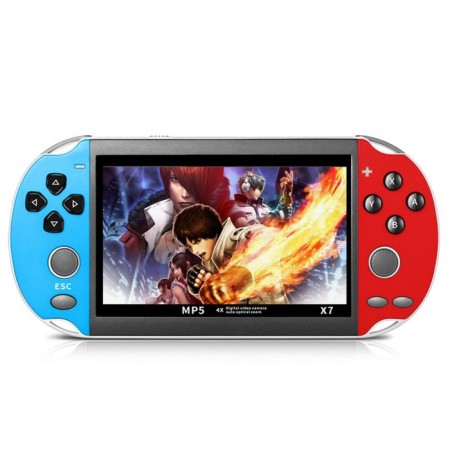Game console X7 Plus, AV cable, 8 bits, 7000 games, blue-red