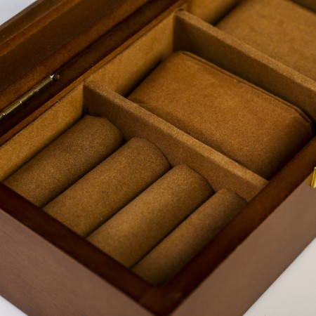 Casket wood 2 compartments for clocks and jewelry "Style" Brown 10.5x7x19.2 cm-3